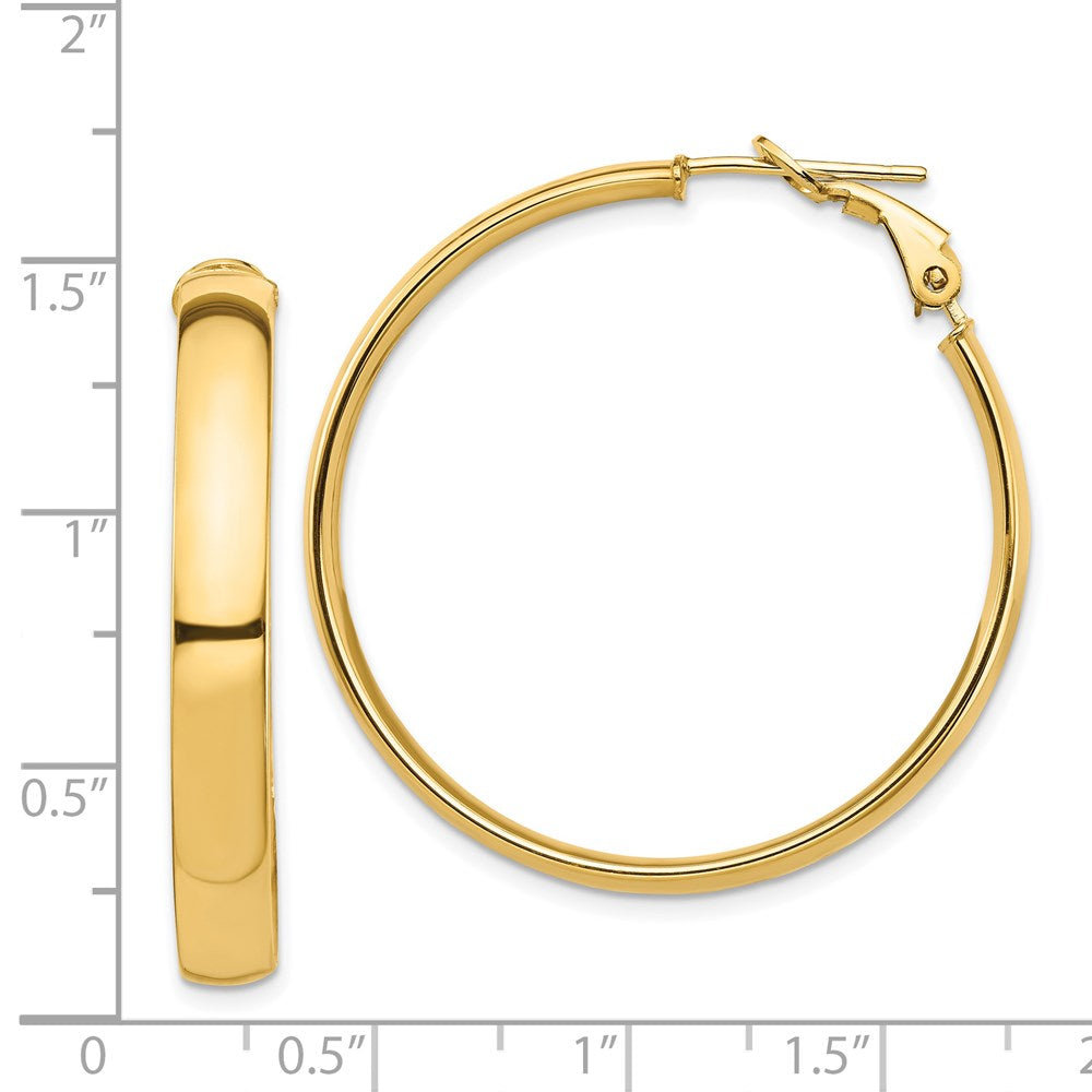 14K Yellow Gold High Polished 5mm Omega Back Hoop Earrings