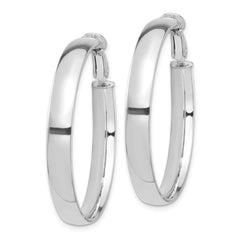 14K White Gold High Polished 5mm Omega Back Hoop Earrings