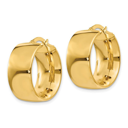 14K Yellow Gold 9.75mm Polished Round Hoop Earrings