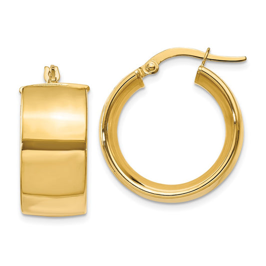 14K Yellow Gold 9.75mm Polished Round Hoop Earrings