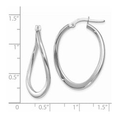 14K White Gold 2mm Tapered Twist Hoop Earrings