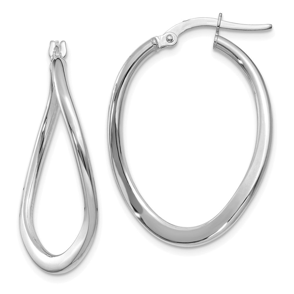 14K White Gold 2mm Tapered Twist Hoop Earrings