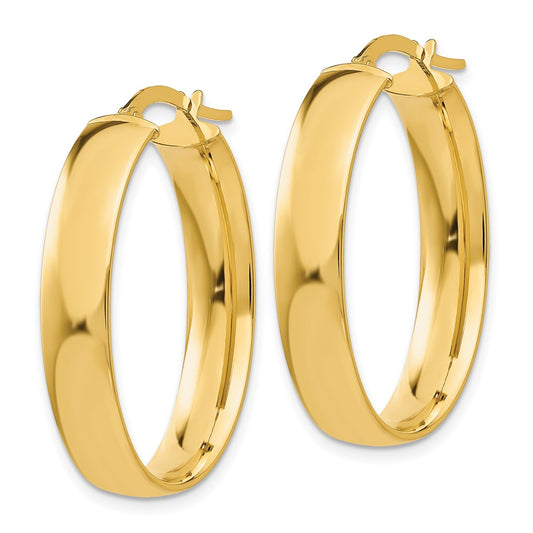 14K Yellow Gold 5.75mm Polished Oval Hoop Earrings