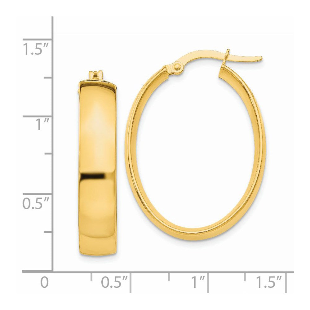 14K Yellow Gold 5.75mm Polished Oval Hoop Earrings