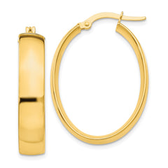 14K Yellow Gold 5.75mm Polished Oval Hoop Earrings