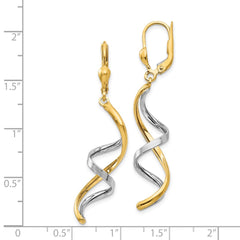 14K Two-Tone Gold Spiral Leverback Earrings