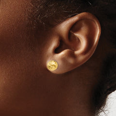 14K Yellow Gold 8mm Diamond-cut Mirror Ball Post Earrings