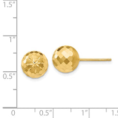 14K Yellow Gold 9mm Diamond-cut Mirror Ball Post Earrings