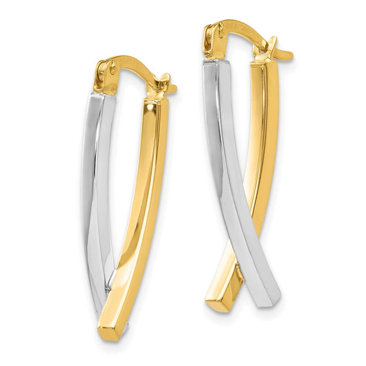 14K Two-Tone Gold Hinged Tube Earrings