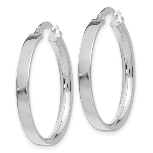 14K White Gold 3mm Medium Hoop Earrings