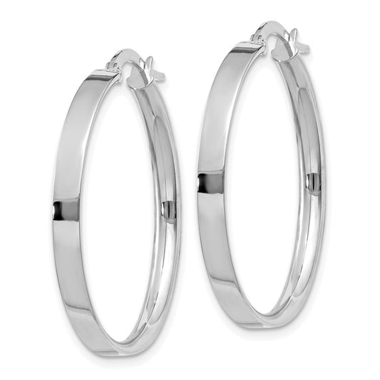 14K White Gold 3mm Large Hoop Earrings