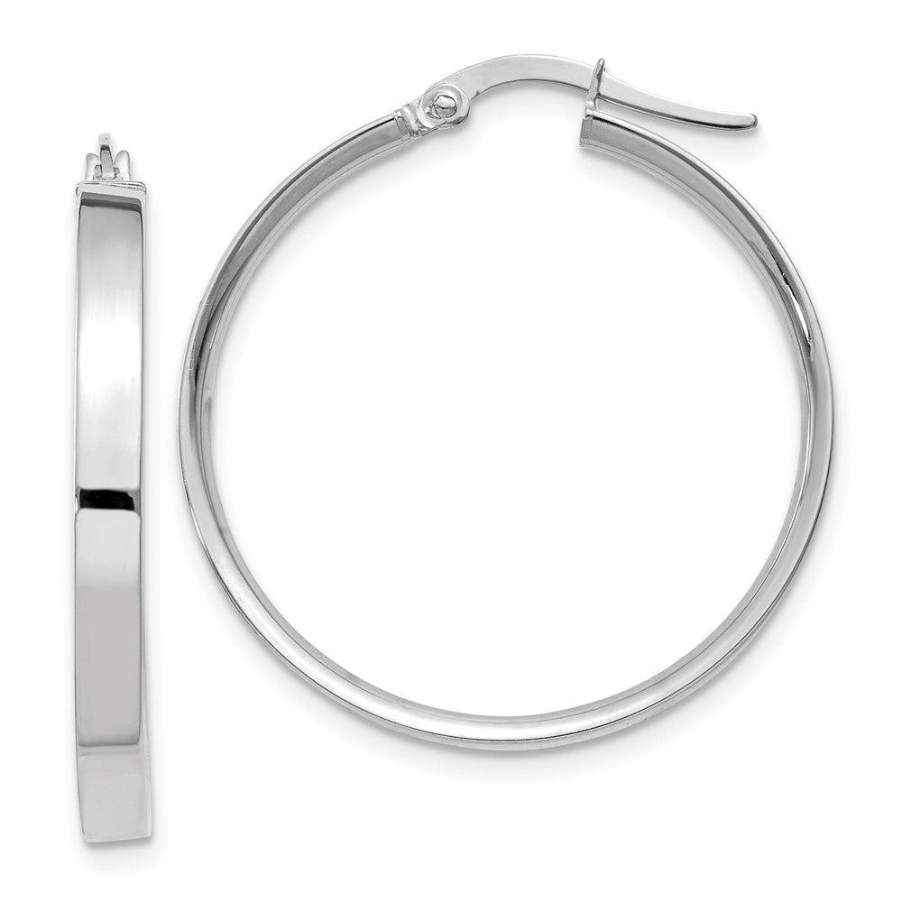 14K White Gold 3mm Large Hoop Earrings