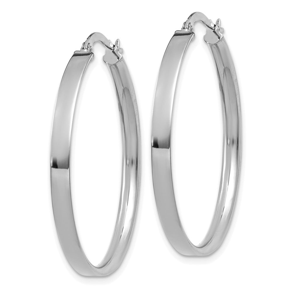 14K White Gold 3mm XL Hoop Earrings