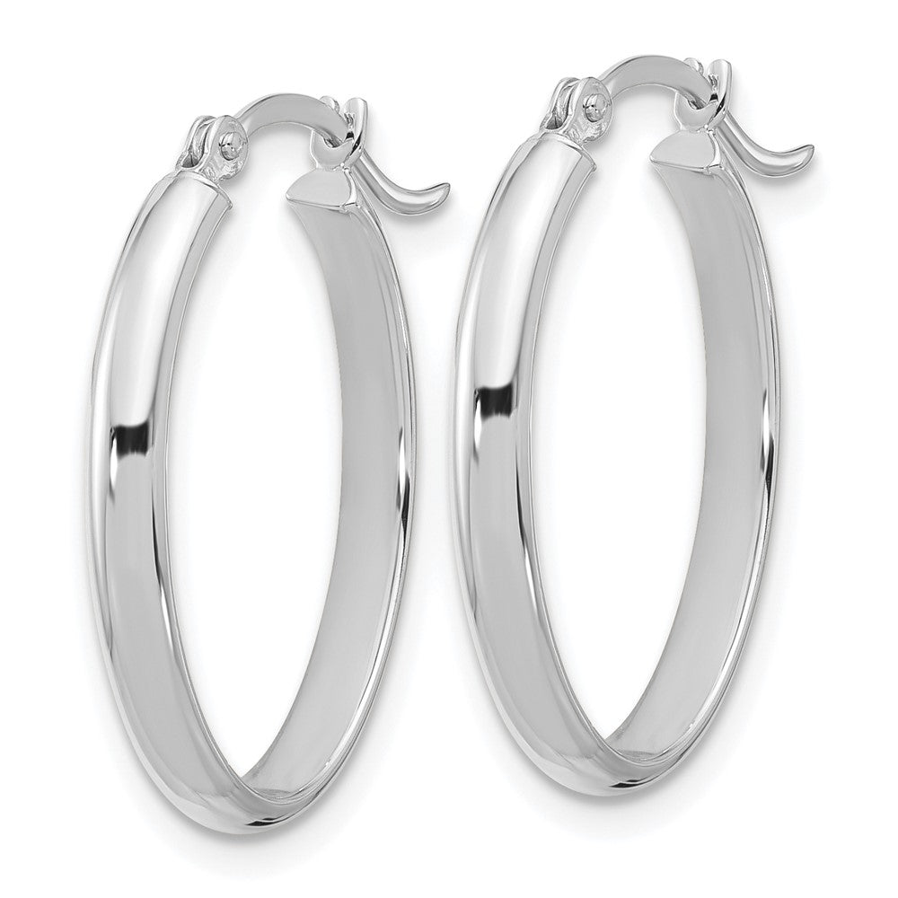 14K White Gold Oval Hoop Earrings