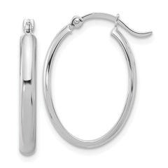 14K White Gold Oval Hoop Earrings