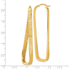 14K Yellow Gold 4mm Textured Twisted Oval Hoop Earrings