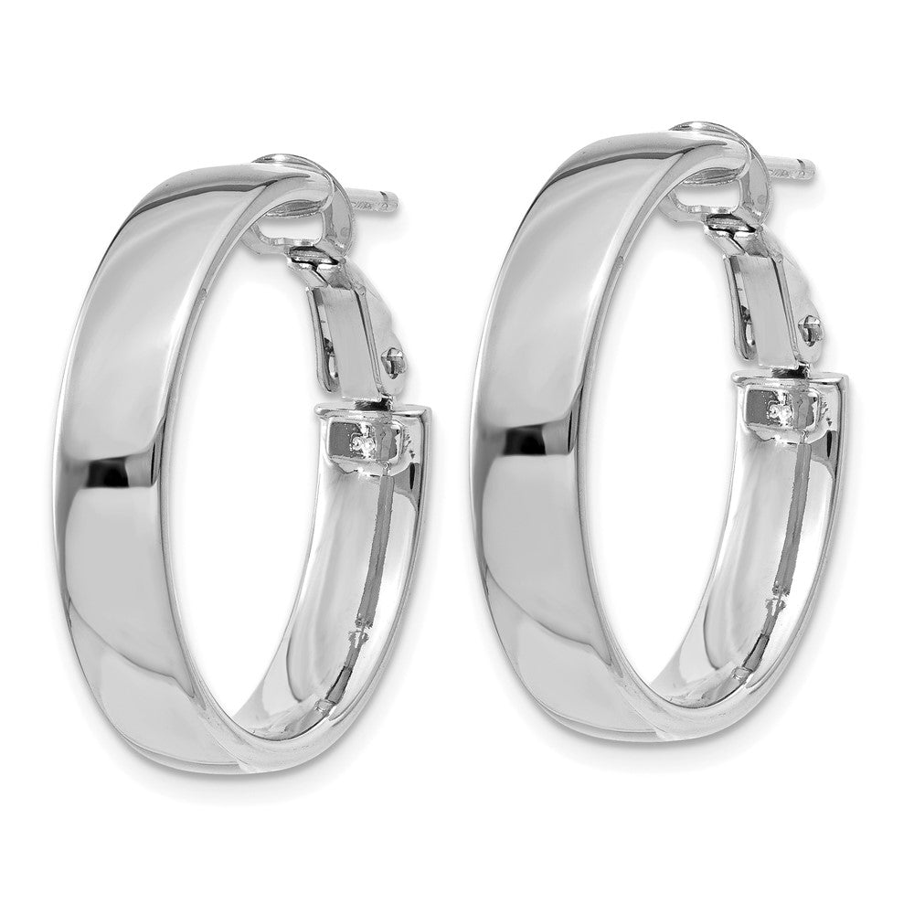 14K White Gold 5mm Omega Back Hoop Earrings