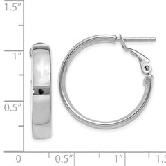 14K White Gold 5mm Omega Back Hoop Earrings