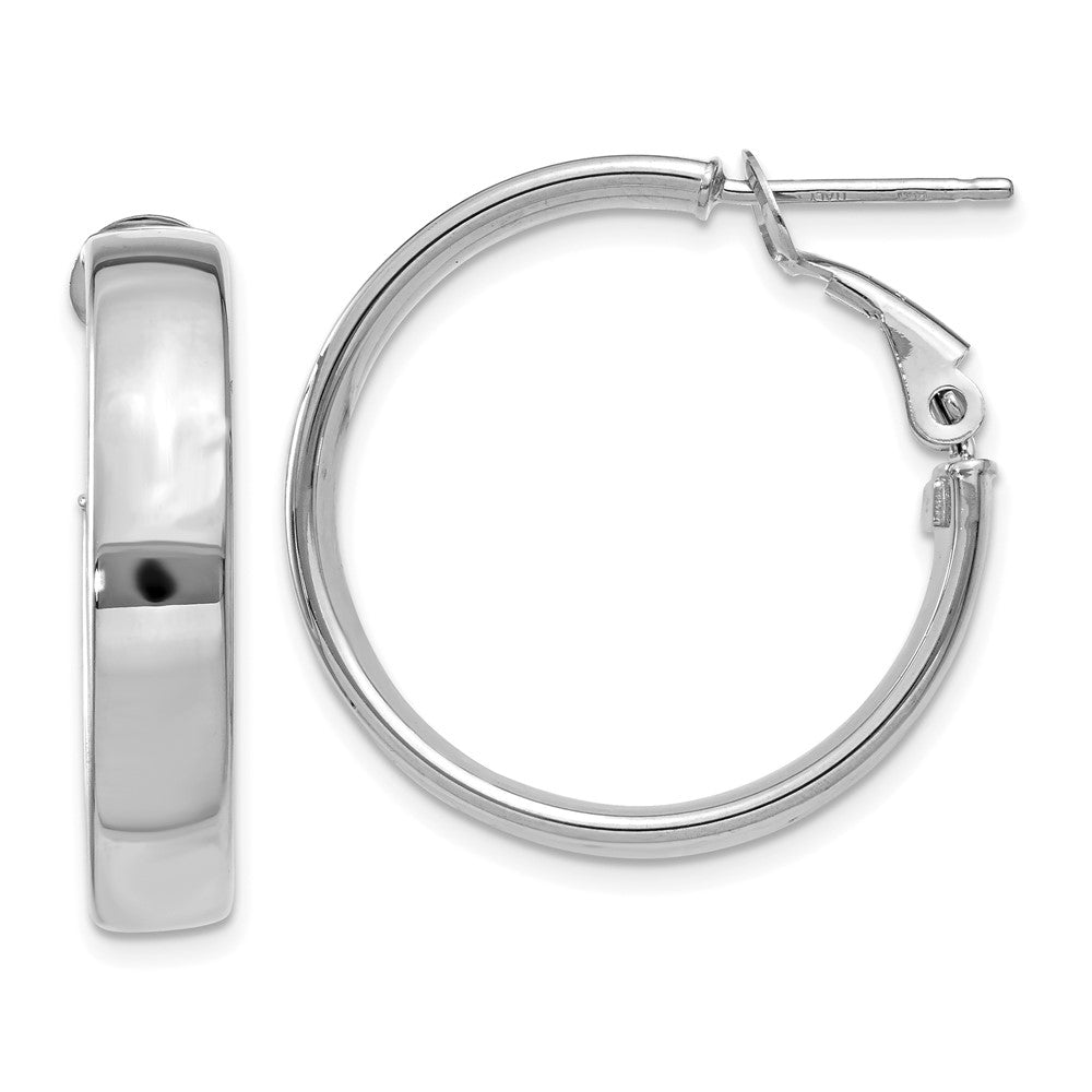 14K White Gold 5mm Omega Back Hoop Earrings