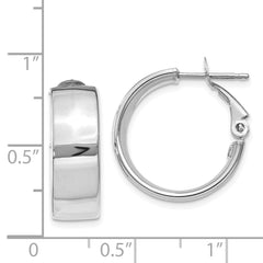 14K White Gold 6.75mm Omega Back Hoop Earrings