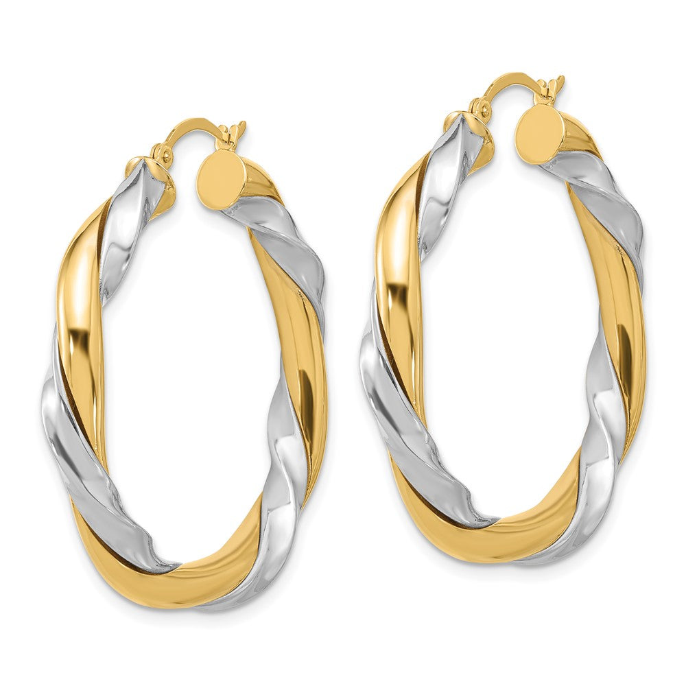 14K Two-Tone Gold Twisted Hoop Earrings