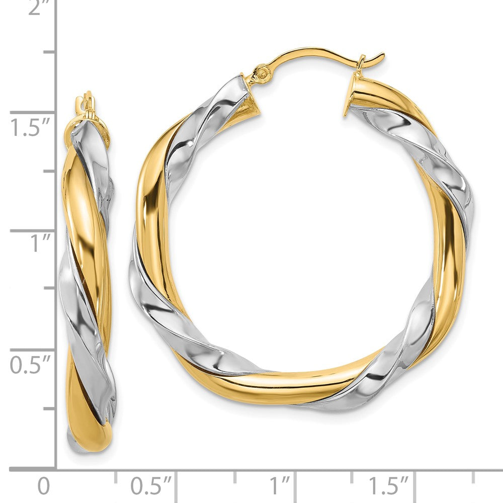 14K Two-Tone Gold Twisted Hoop Earrings