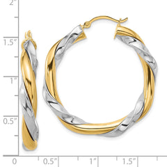 14K Two-Tone Gold Twisted Hoop Earrings