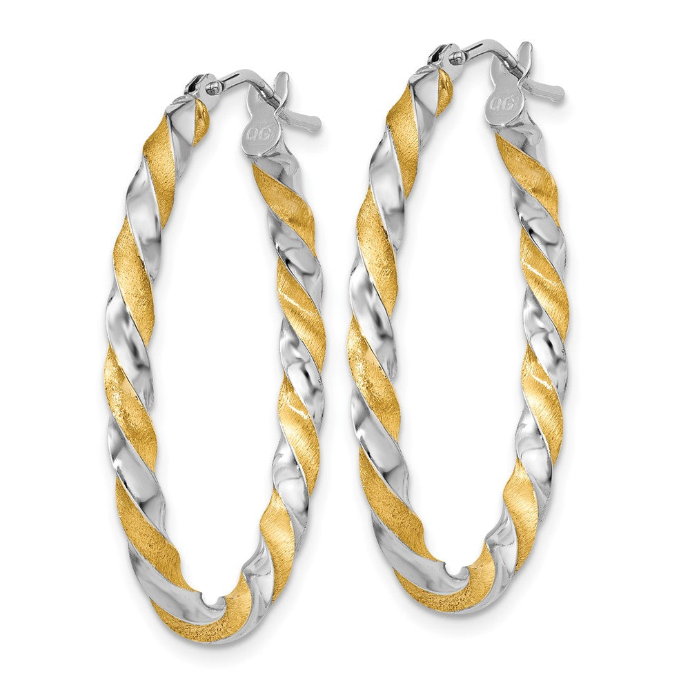 14K Two-Tone Gold Twisted Hoop Earrings