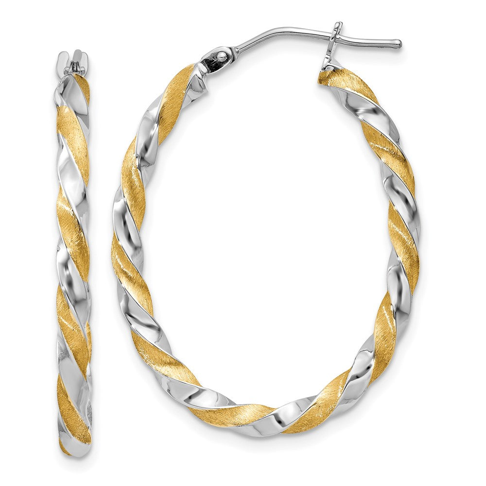 14K Two-Tone Gold Twisted Hoop Earrings