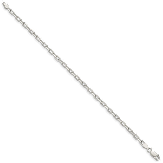 Cadena tipo cable de eslabones abiertos con corte de diamante elegante de 3,5 mm de plata de ley