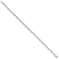 Sterling Silver 4.3mm Fancy Diamond-cut Open Link Cable Chain