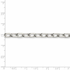 Sterling Silver 6.5mm Fancy Diamond-cut Open Link Cable Chain