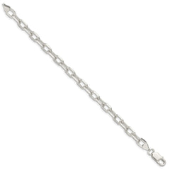 Sterling Silver 6.5mm Fancy Diamond-cut Open Link Cable Chain