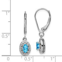 Rhodium-plated Sterling Silver Diamond & Blue Topaz Earrings