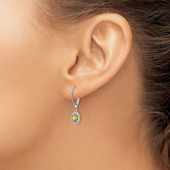 Rhodium-plated Sterling Silver Diamond & Citrine Earrings