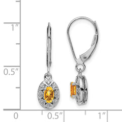 Rhodium-plated Sterling Silver Diamond & Citrine Earrings