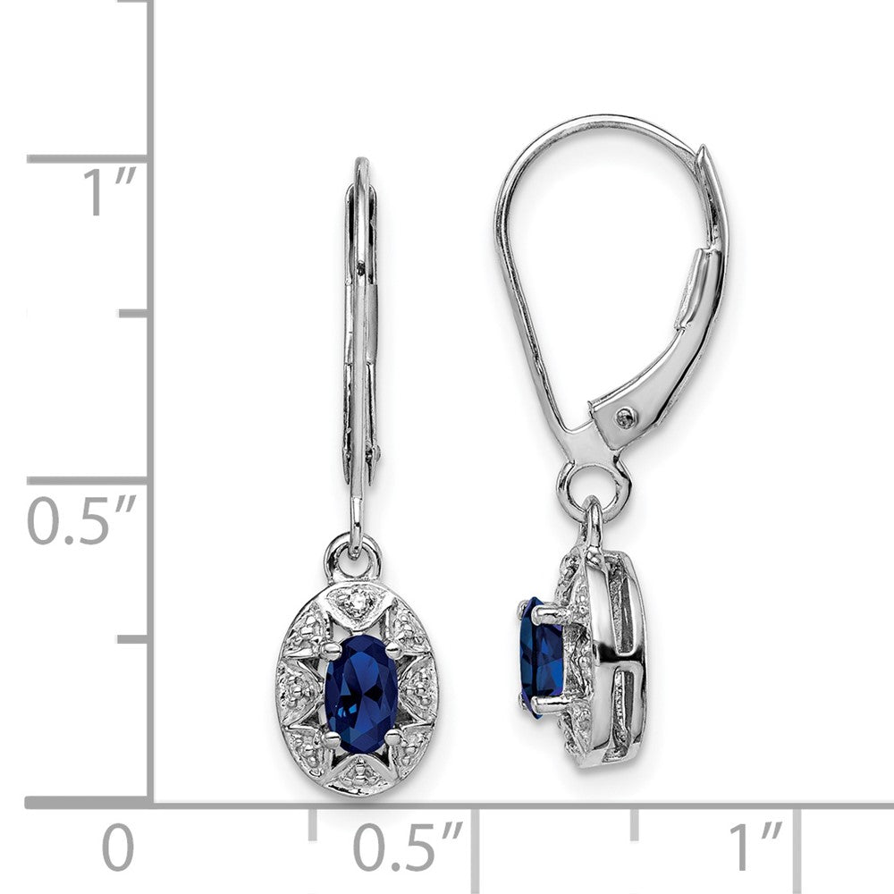 Rhodium-plated Sterling Silver Diamond & Created Sapphire Earrings