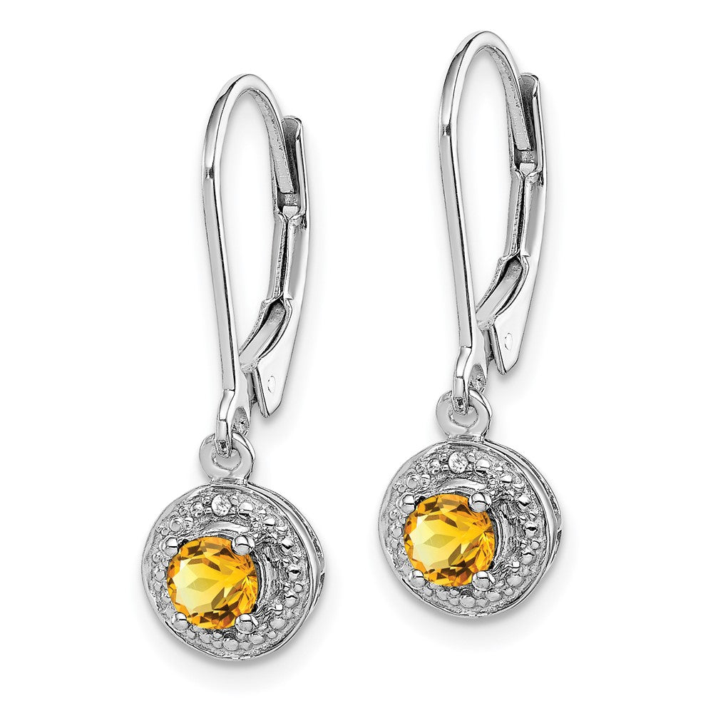 Rhodium-plated Sterling Silver Diamond & Citrine Earrings