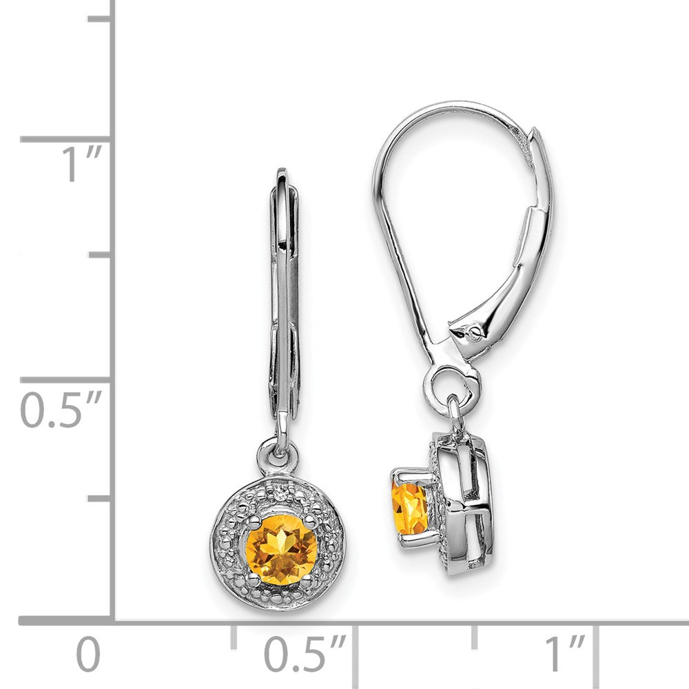 Rhodium-plated Sterling Silver Diamond & Citrine Earrings