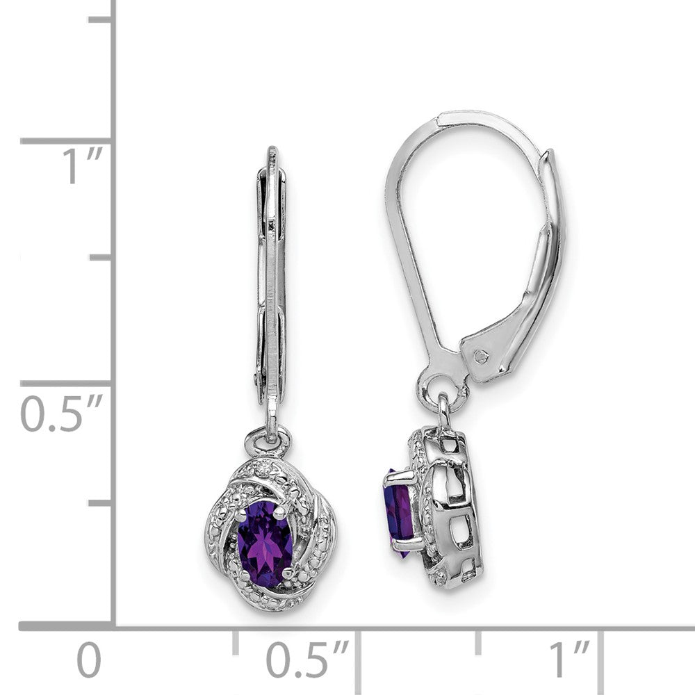 Rhodium-plated Sterling Silver Diamond & Amethyst Earrings