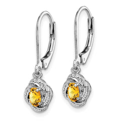 Rhodium-plated Sterling Silver Diamond & Citrine Earrings