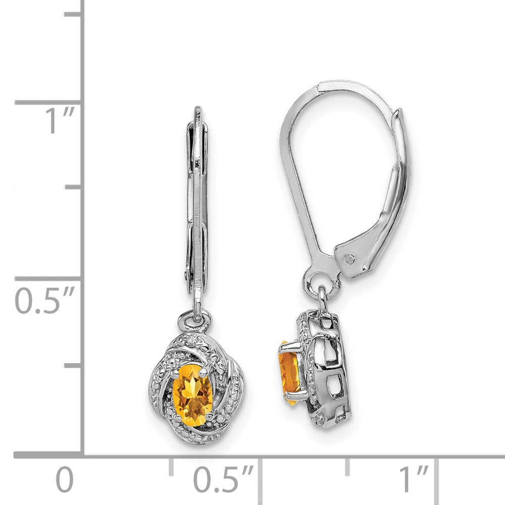 Rhodium-plated Sterling Silver Diamond & Citrine Earrings