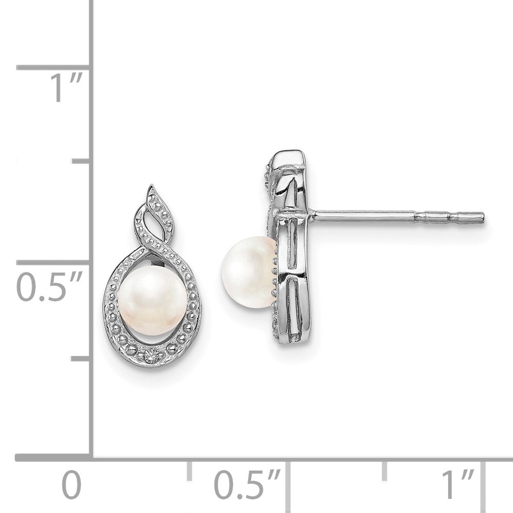 Rhodium-plated Sterling Silver FWC Pearl & Diamond Earrings