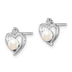 Rhodium-plated Sterling Silver FWC Pearl & Diamond Earrings