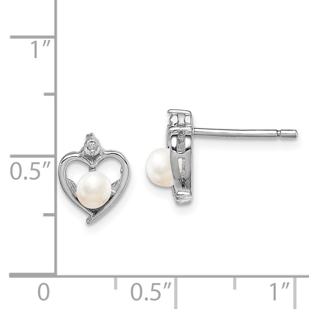 Rhodium-plated Sterling Silver FWC Pearl & Diamond Earrings