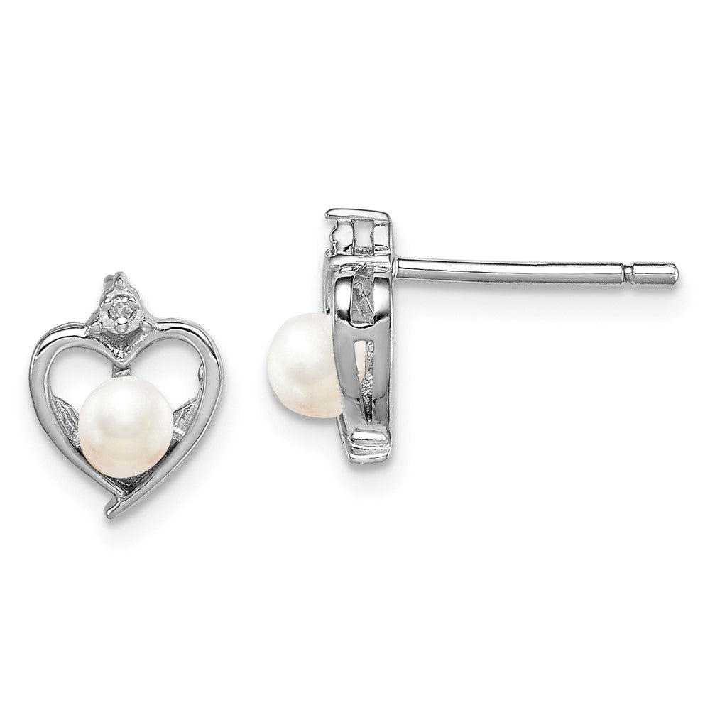 Rhodium-plated Sterling Silver FWC Pearl & Diamond Earrings