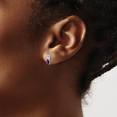 Rhodium-plated Sterling Silver Amethyst Earrings
