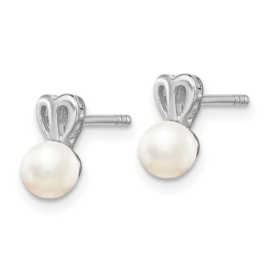 Rhodium-plated Sterling Silver FWC Pearl Earrings