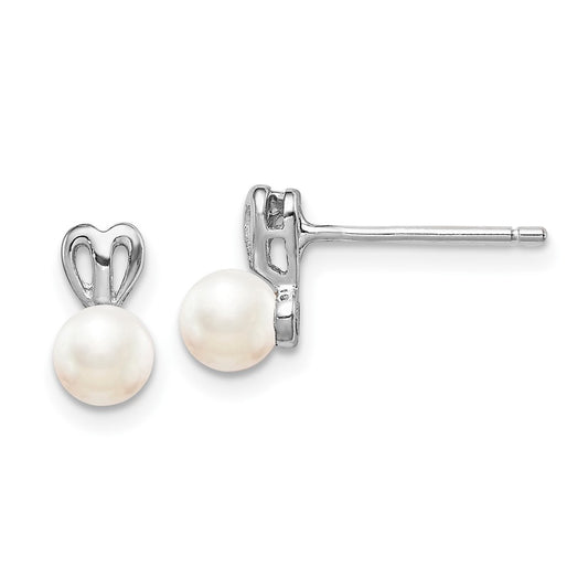 Rhodium-plated Sterling Silver FWC Pearl Earrings