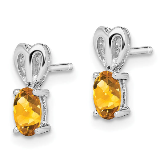 Rhodium-plated Sterling Silver Citrine Earrings